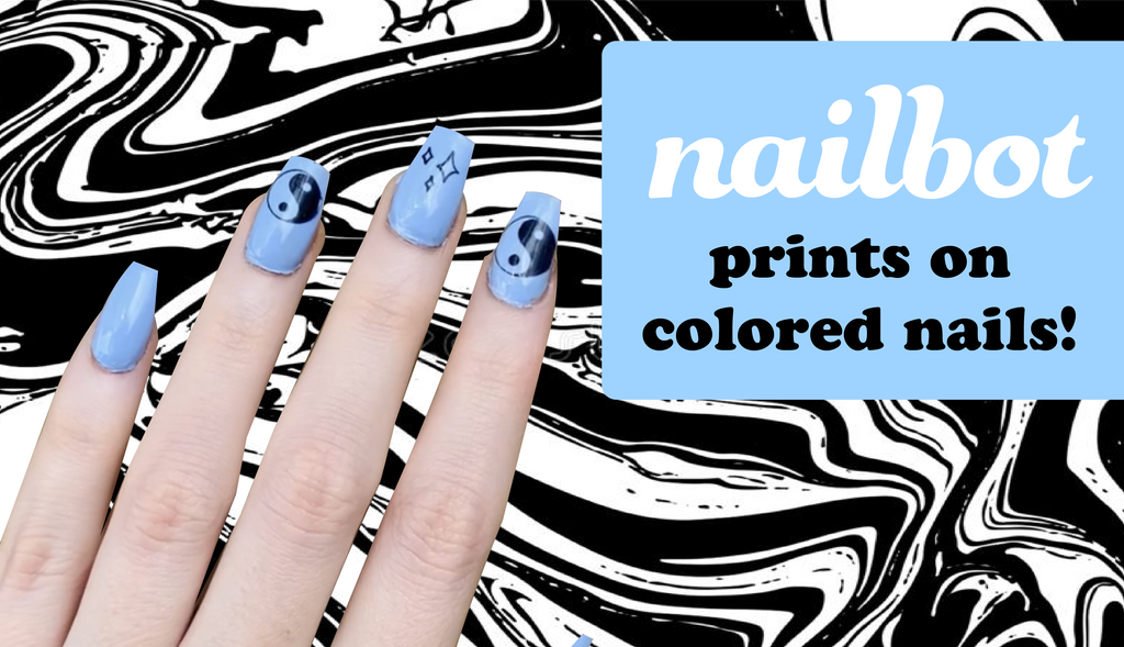 Nailbot Prints on Colored Nail Polish